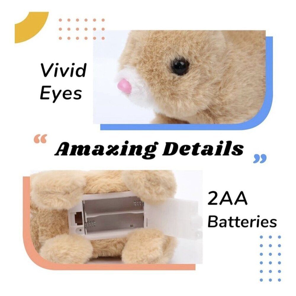 Hopping Plush Rabbit Toy Interactive Electronic Pet Bunny Tan New - Picture 6 of 10